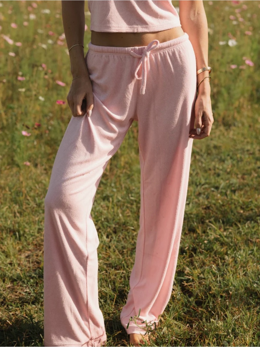 Women’s Pink Terry Lounge Pants — image 2 of 5